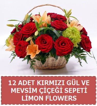 12 gl ve mevsim iekleri sepeti  Polatl Ankara hediye iek yolla 