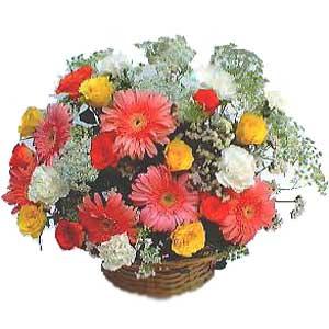 Sepet içerisinde karisik kir çiçekleri çiçek siparişi sitesi 