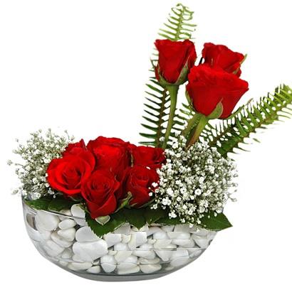 cam içerisinde 9 adet kirmizi gül  Polatlı çiçek siparişi vermek 