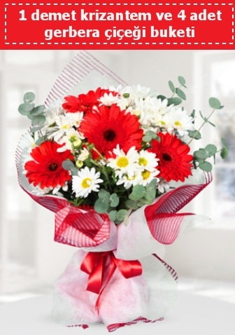 Krizantem ve Gerbera Buketi çiçek siparişi sitesi 